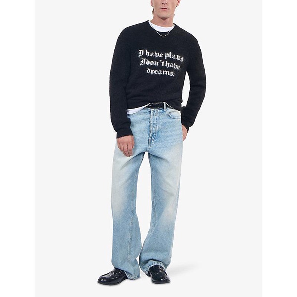 Slogan crew-neck relaxed-fit stretch alpaca-blend jumper