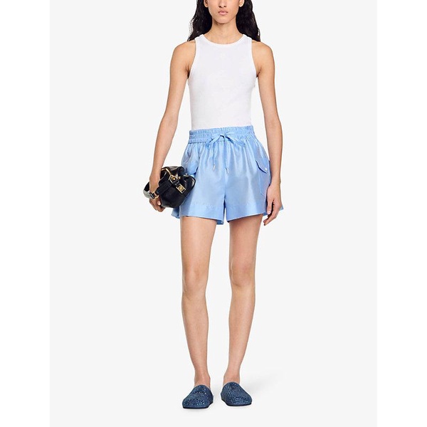 high-waisted elasticated-waist shorts