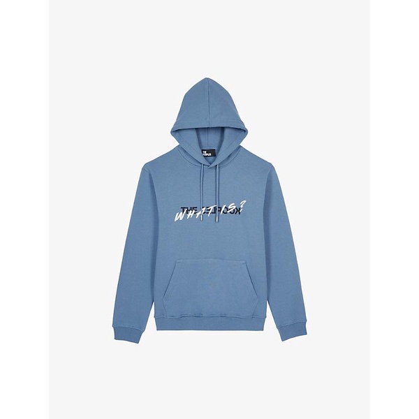 Graphic-text drawstring-hood cotton-jersey hoody