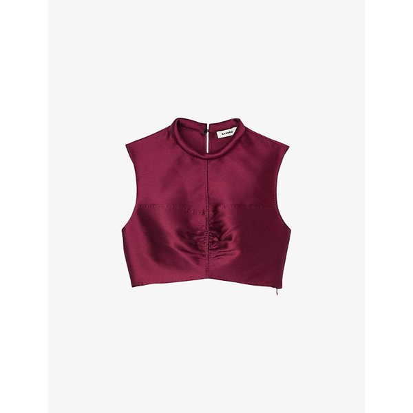 Cerise cropped satin top