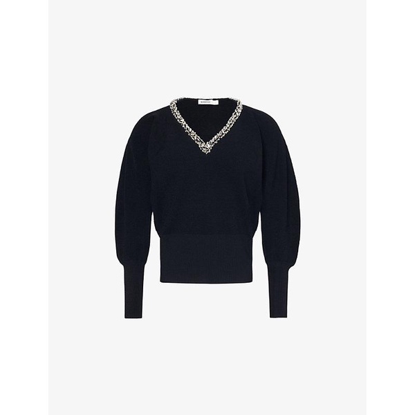 Townes embellished V-neck knitted jumper