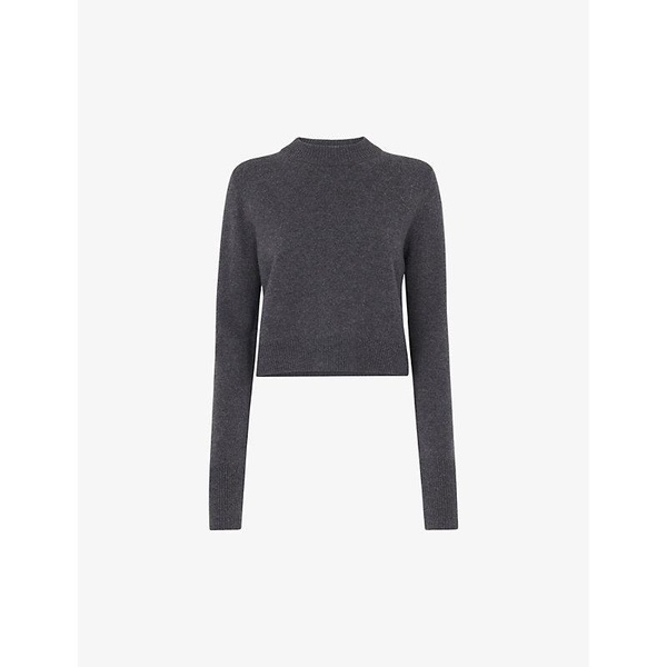 Round-neck cropped wool jumper