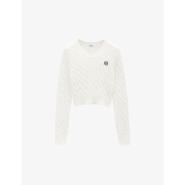 Branded V-neck cotton-knitted jumper