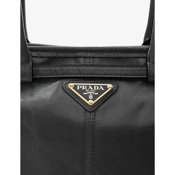 Brand-plaque medium leather shoulder bag