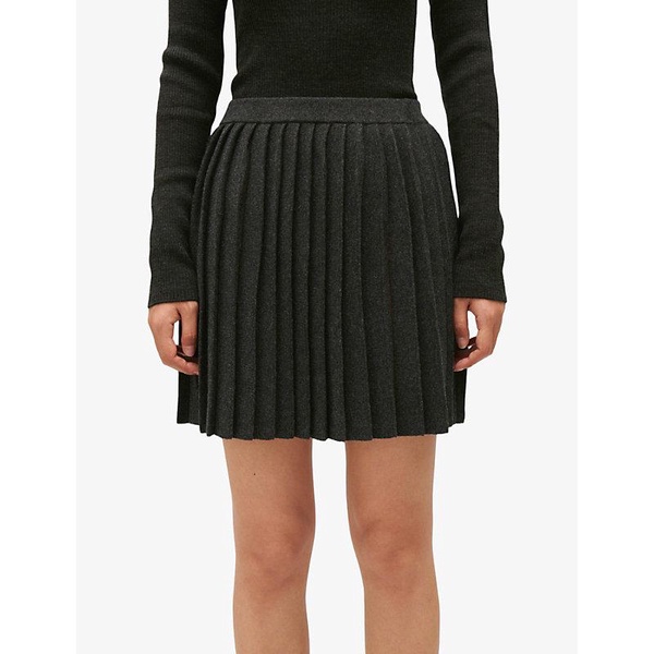 High-rise pleated wool-blend mini skirt