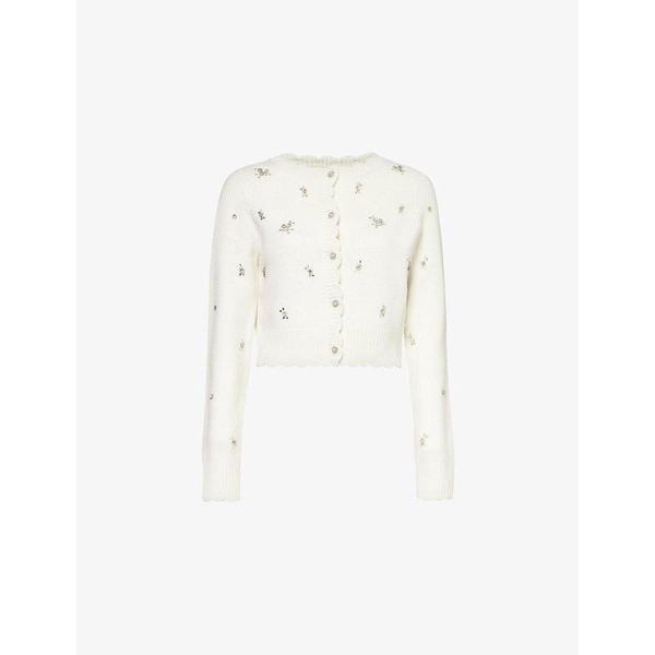 Scattered Floral crystal-embellished woven-blend cardigan