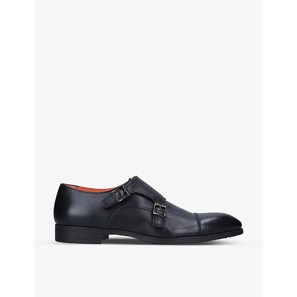 Simon double-buckle leather monk shoes