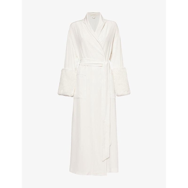 Capability faux-fur-cuffs silk robe