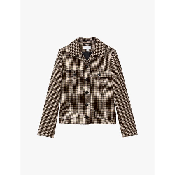 Lena patch-pocket checked wool-blend jacket