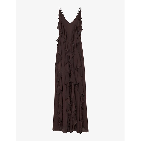 Ruffled plunging V-neck recycled-viscose maxi dress