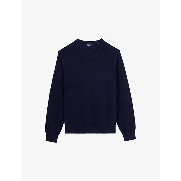 Crew-neck long-sleeve cashmere-blend jumper