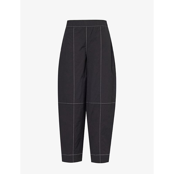 Curved-leg mid-rise organic cotton-blend trousers