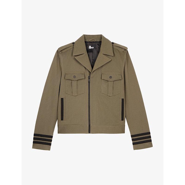 Patch-pocket regular-fit collared cotton jacket