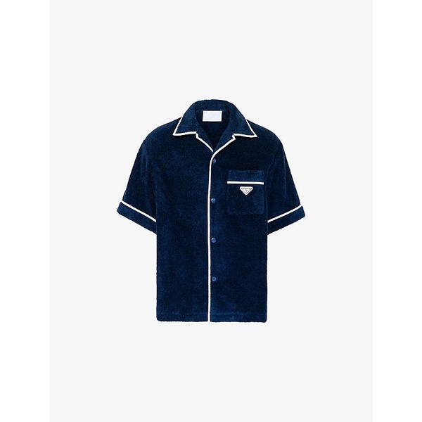 Brand-plaque cotton bowling shirt