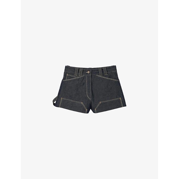 contrast-stitching denim shorts