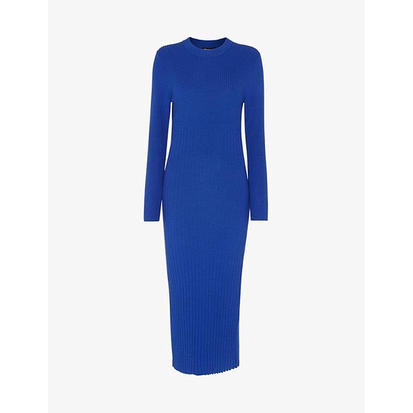 Round-neck ribbed knitted midi dress