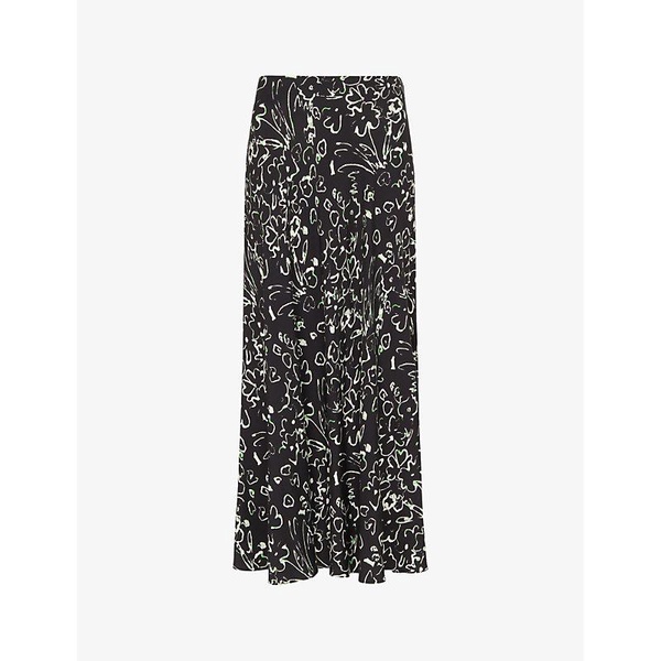 Scribble Bouquet floral-print fluted woven midi skirt