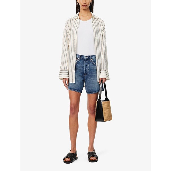 Marlow high-rise recycled-denim shorts