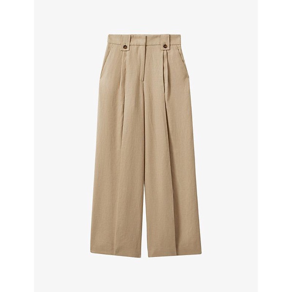 Leila wide-leg high-rise linen trousers