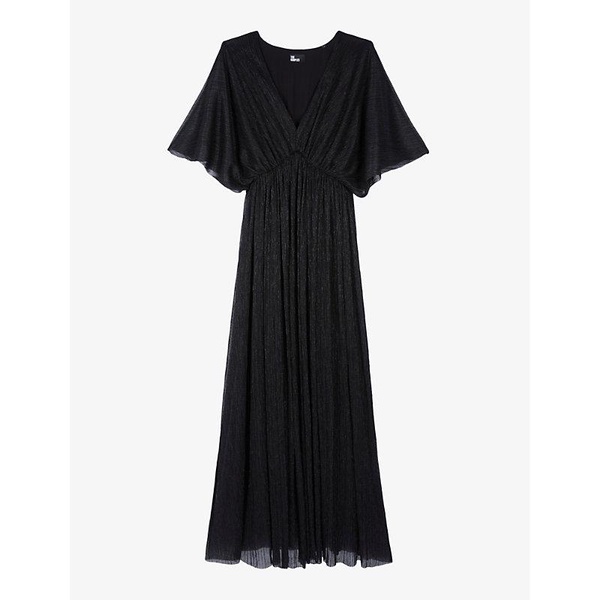 V-neck elasticated-waist woven maxi dress