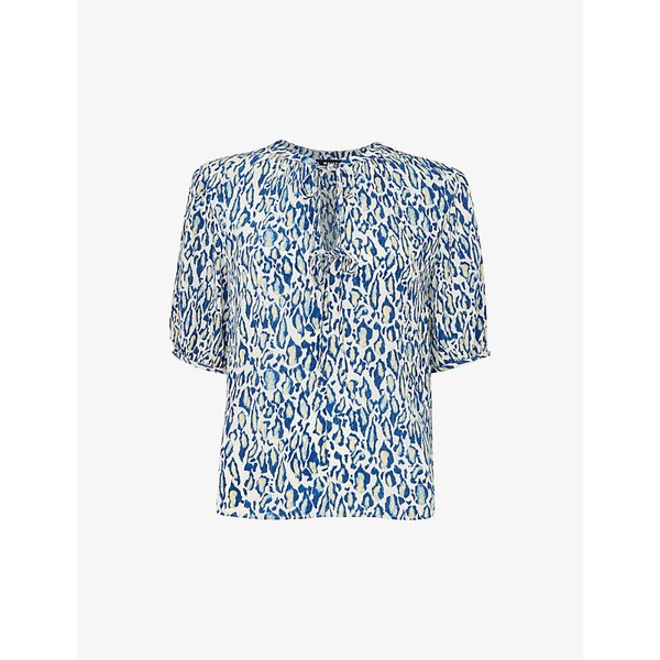 Jessie leopard-print short-sleeve woven blouse