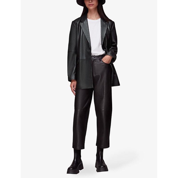 Stina regular-fit leather blazer jacket