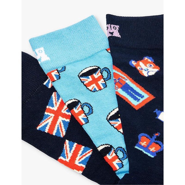 Best of British pack of three cotton-blend socks