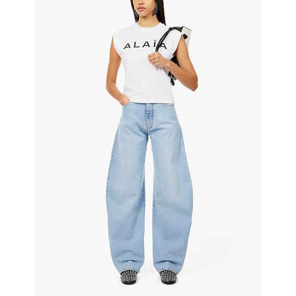 Balloon-leg high-rise cotton-blend jeans