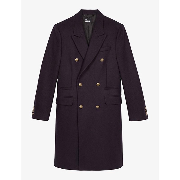 Peak-lapel double-breasted wool-blend coat