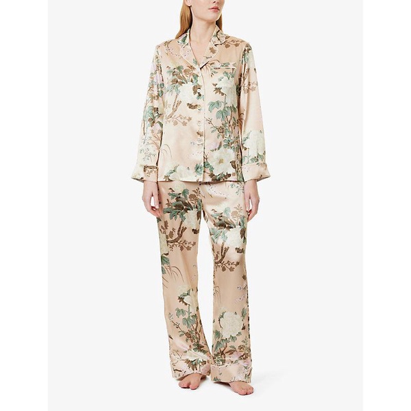 Lila floral-print silk pyjamas