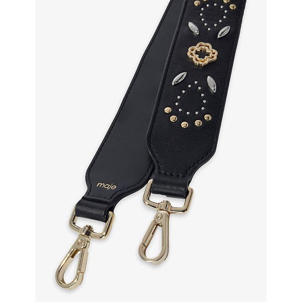 Stud-embellished logo-embossed leather strap