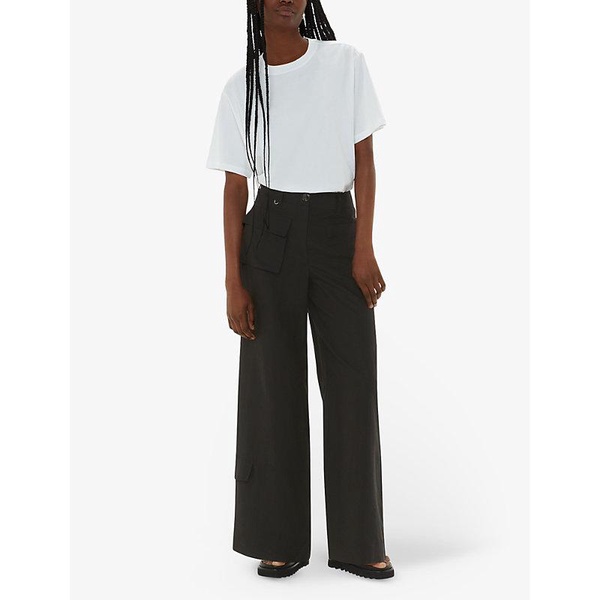 Flora straight-leg mid-rise woven trousers