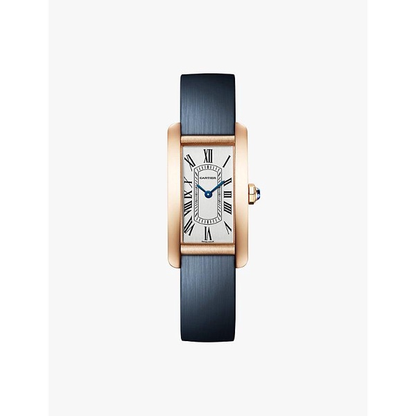 CRWGTA0276 Tank Americaine small 18ct rose-gold and leather quartz watch