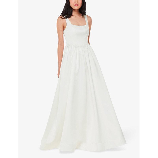 Lettie square-neck woven maxi wedding dress