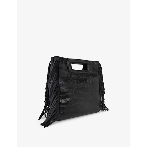 M fringed-trim croc-embossed leather cross-body bag