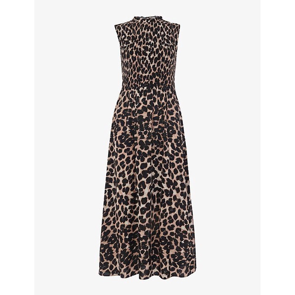 Heidi shirred-bodice leopard-print woven midi dress