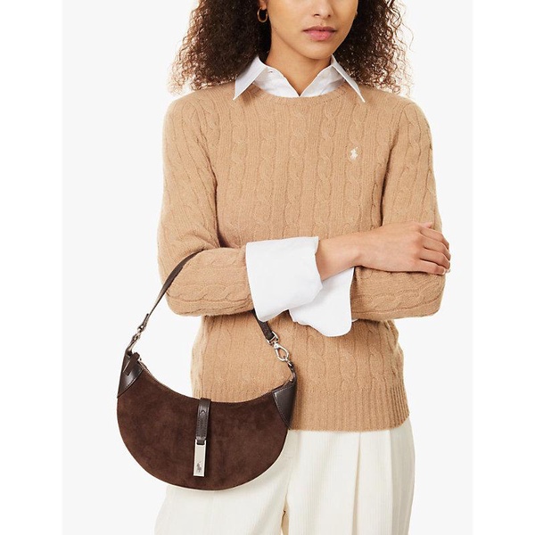 Curved-shape leather shoulder bag