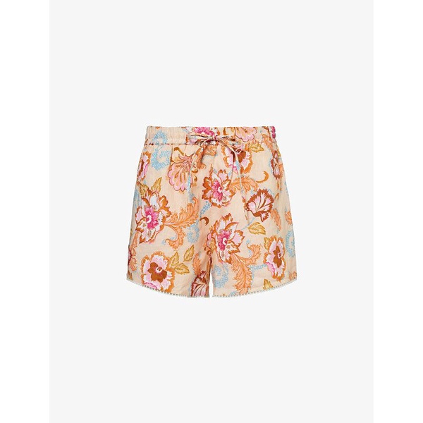 Spring Festival graphic-print mid-rise linen shorts