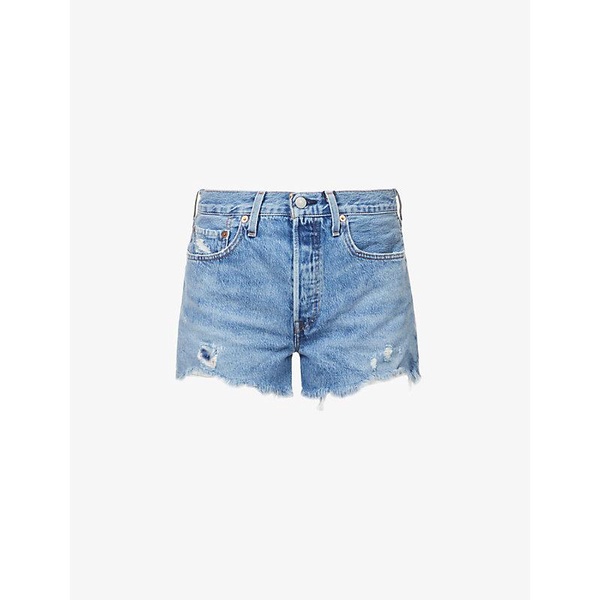 501 distressed high-rise denim shorts