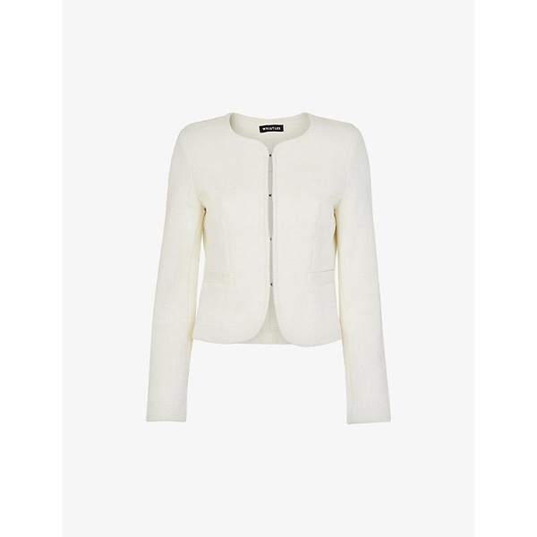 Collarless textured cotton-jersey blazer