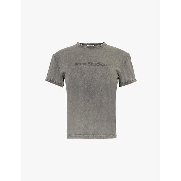 Branded-print faded-wash cotton-jersey T-shirt