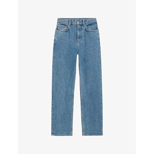 Stonewashed straight-leg mid-rise stretch-denim jeans