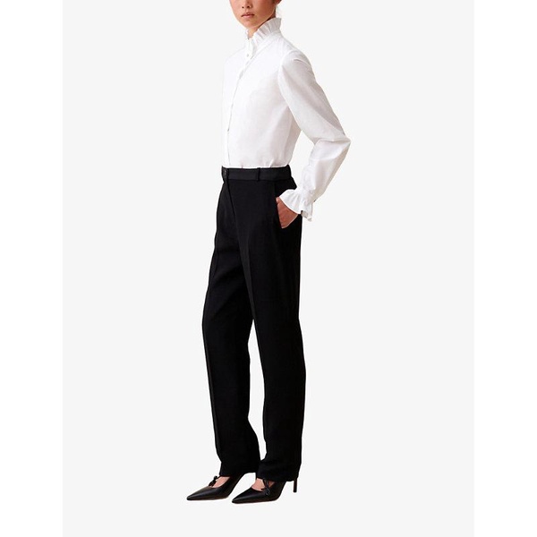 Slim-fit mid-rise woven trousers