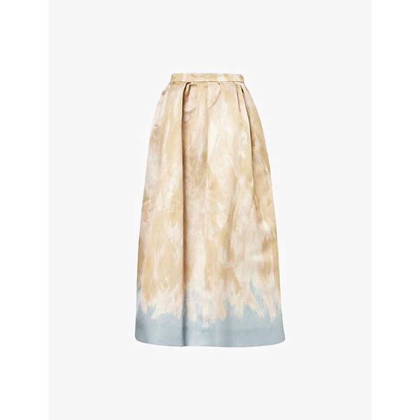 Soni abstract-print regular-fit woven midi skirt