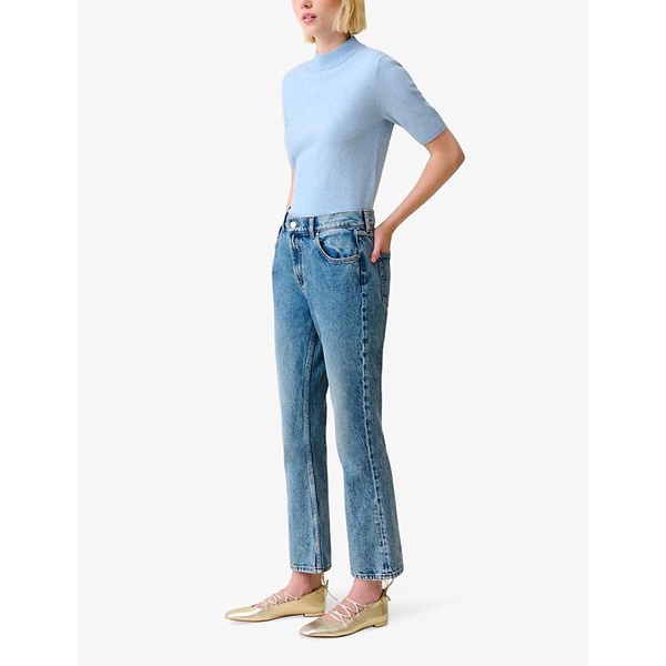 Cropped flared-leg mid-rise stretch-denim jeans