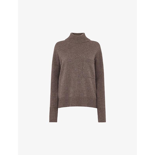 Roll-neck patch-pocket wool jumper