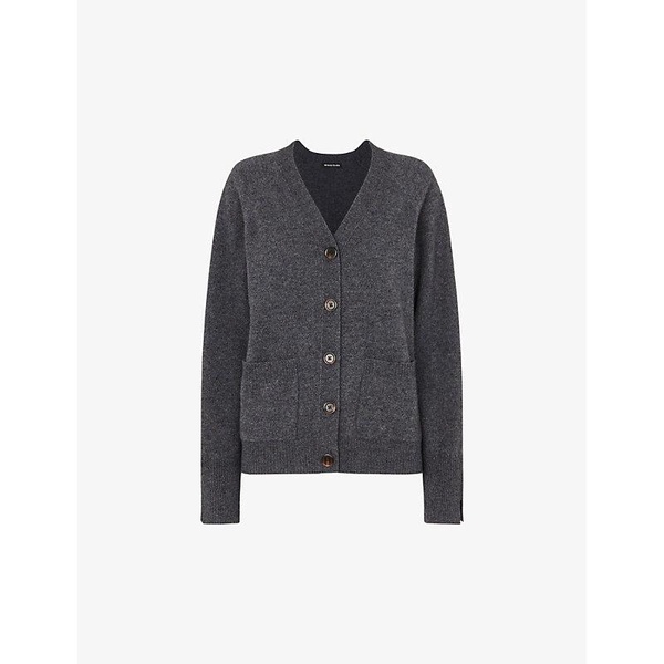 Relaxed-fit pocket-embroidered wool cardigan