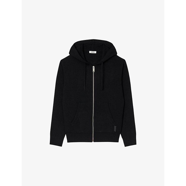 Brand-tab zipped stretch-knit hoody