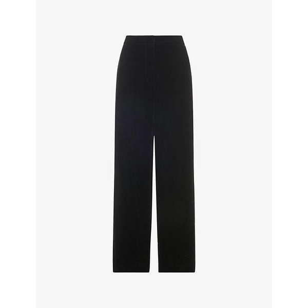 Wide-leg mid-rise velvet trousers