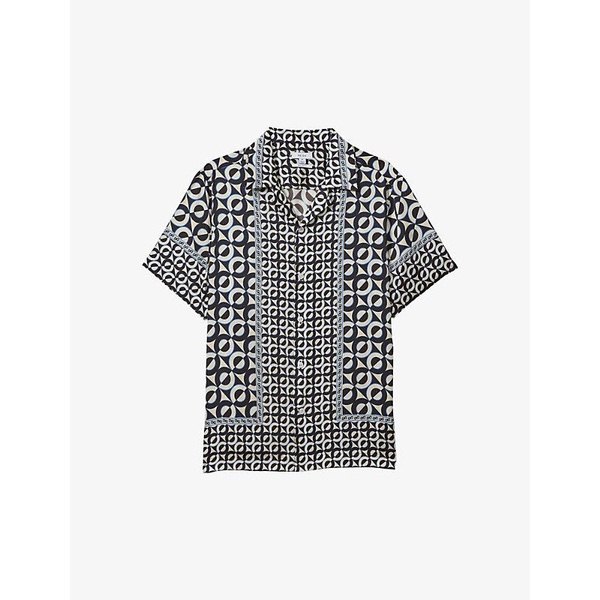 Prentice geometric-print short-sleeve woven shirt